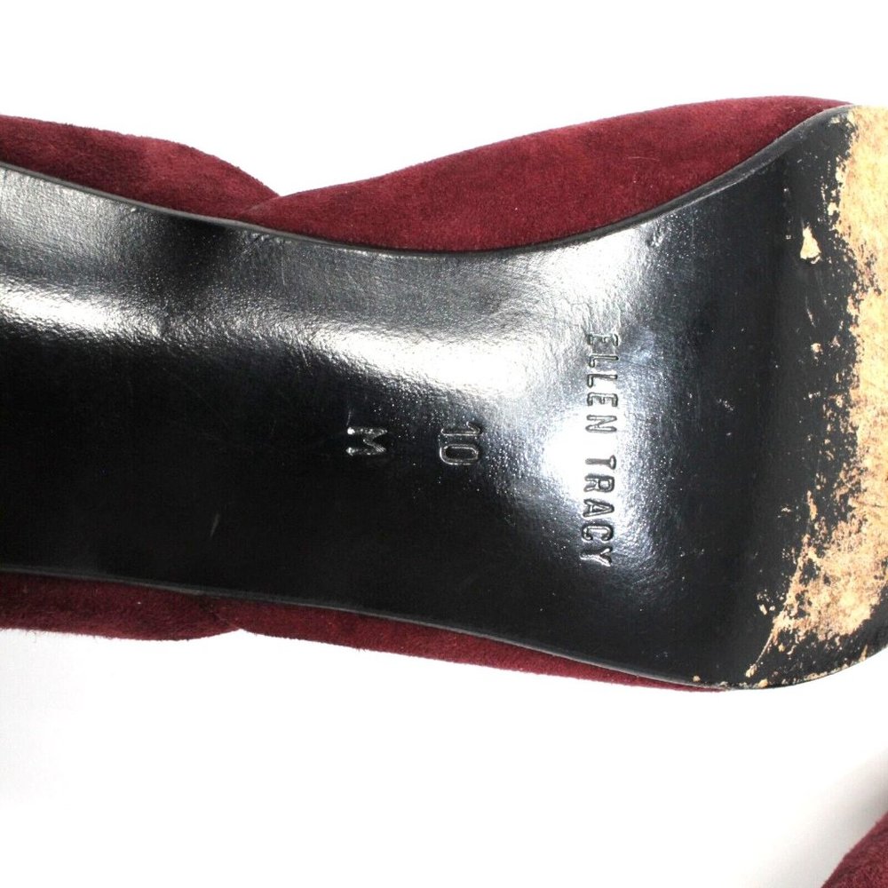 Ellen Tracy Linda Allard Womens Sz 10M Pumps Burgundy Red Suede Kitten High Heel - Picture 12 of 12